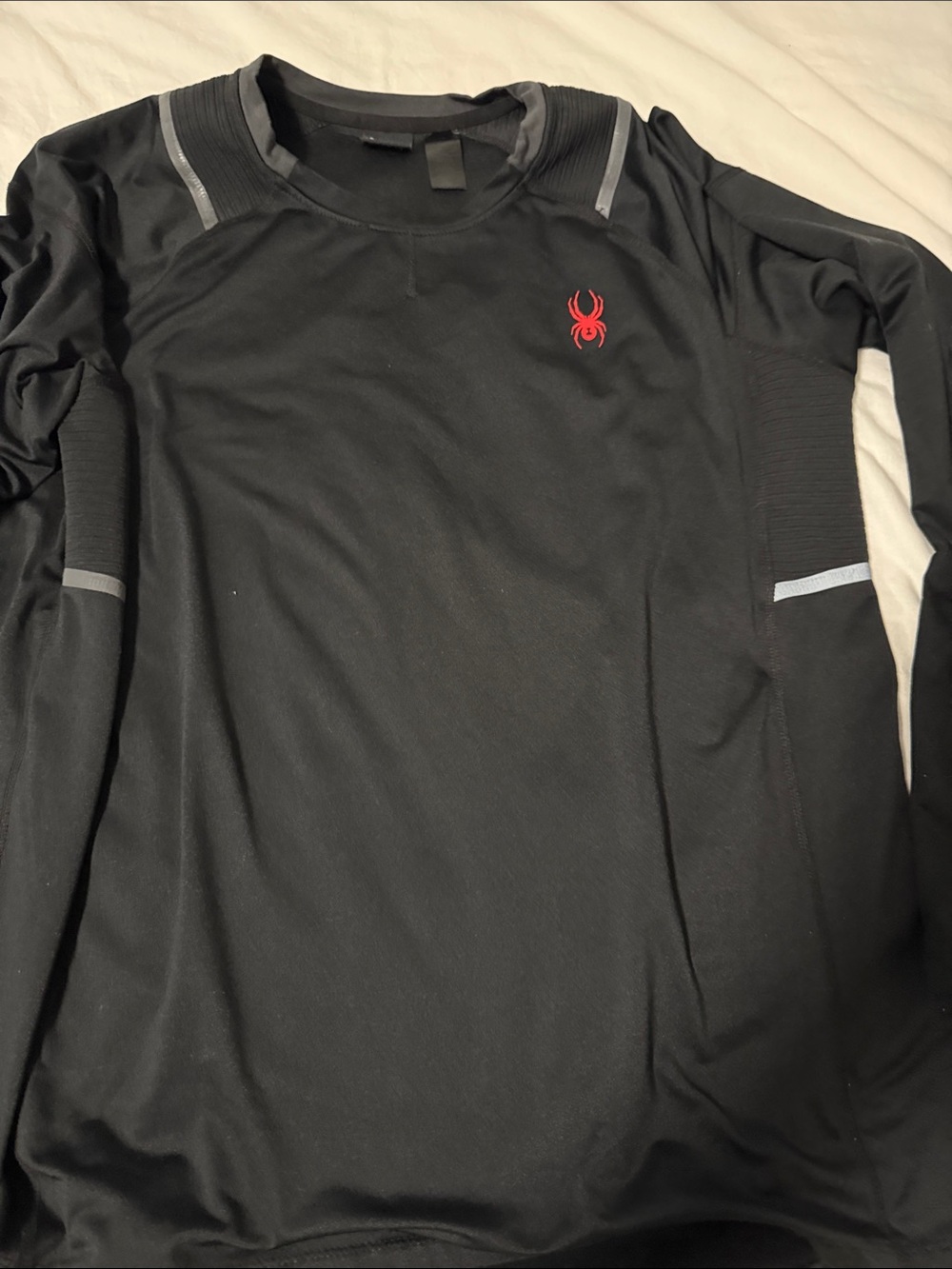 Men's Black Long-Sleeve Performance Shirt with Red Logo XL